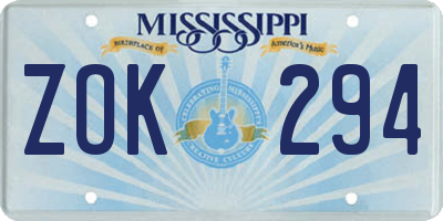MS license plate ZOK294