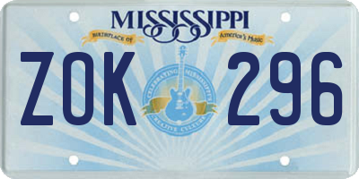 MS license plate ZOK296