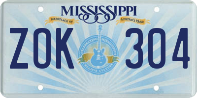 MS license plate ZOK304