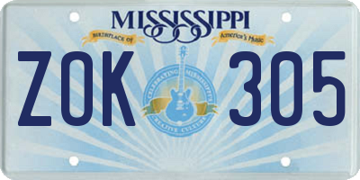 MS license plate ZOK305