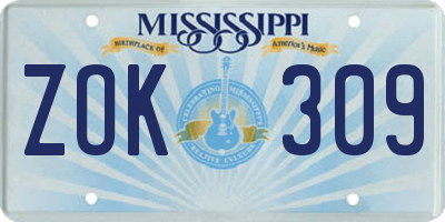 MS license plate ZOK309