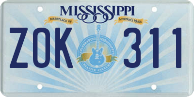 MS license plate ZOK311