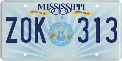 MS license plate ZOK313
