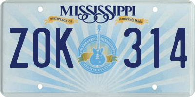 MS license plate ZOK314