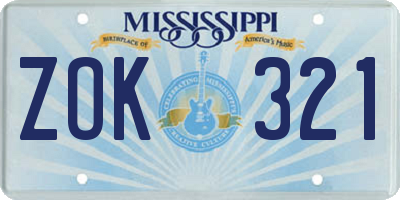 MS license plate ZOK321