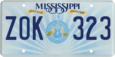 MS license plate ZOK323