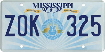 MS license plate ZOK325
