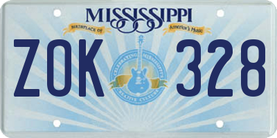 MS license plate ZOK328