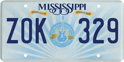 MS license plate ZOK329