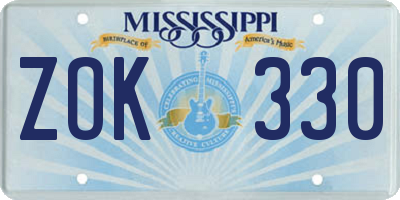 MS license plate ZOK330