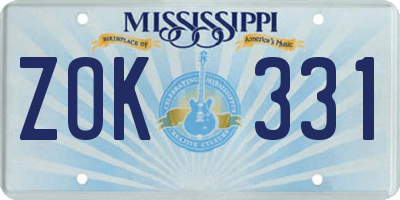 MS license plate ZOK331