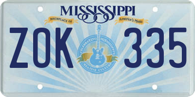 MS license plate ZOK335