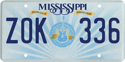 MS license plate ZOK336