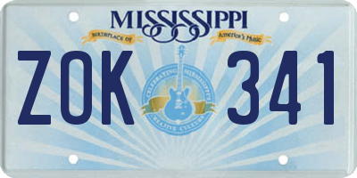 MS license plate ZOK341
