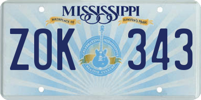 MS license plate ZOK343