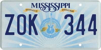 MS license plate ZOK344