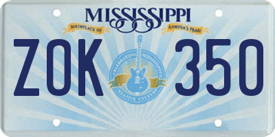 MS license plate ZOK350