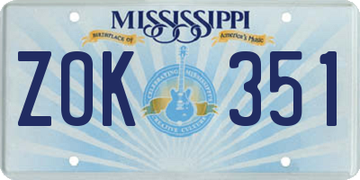 MS license plate ZOK351