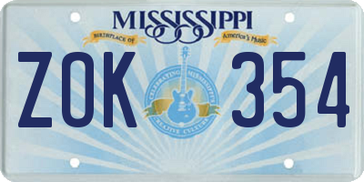 MS license plate ZOK354