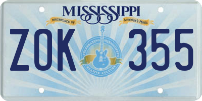 MS license plate ZOK355