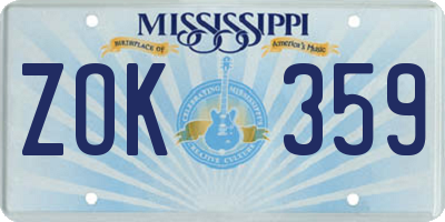 MS license plate ZOK359