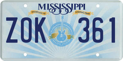 MS license plate ZOK361