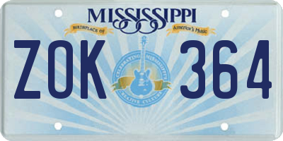 MS license plate ZOK364