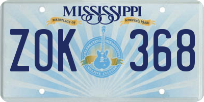 MS license plate ZOK368