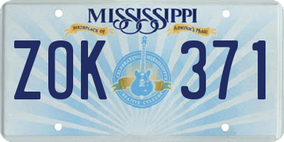 MS license plate ZOK371
