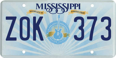 MS license plate ZOK373