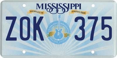 MS license plate ZOK375