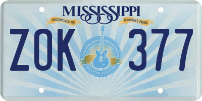 MS license plate ZOK377
