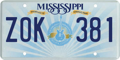 MS license plate ZOK381