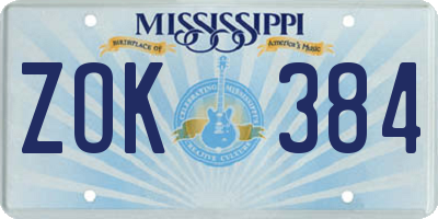 MS license plate ZOK384