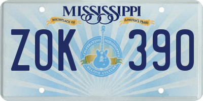 MS license plate ZOK390