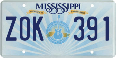 MS license plate ZOK391