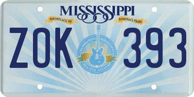 MS license plate ZOK393