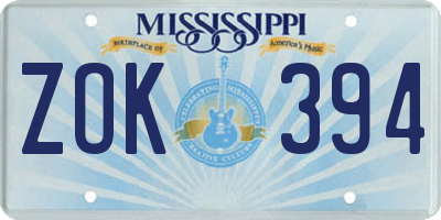 MS license plate ZOK394