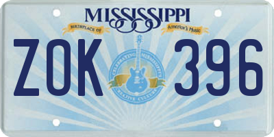 MS license plate ZOK396