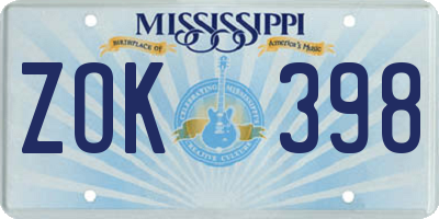MS license plate ZOK398