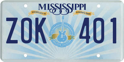 MS license plate ZOK401