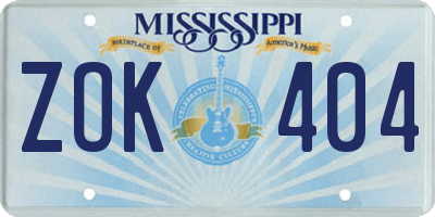 MS license plate ZOK404