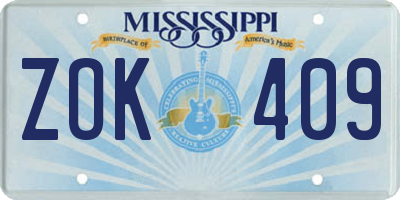 MS license plate ZOK409
