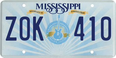 MS license plate ZOK410