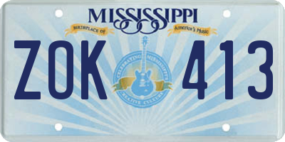 MS license plate ZOK413