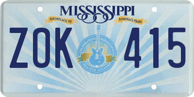 MS license plate ZOK415