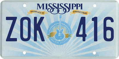 MS license plate ZOK416