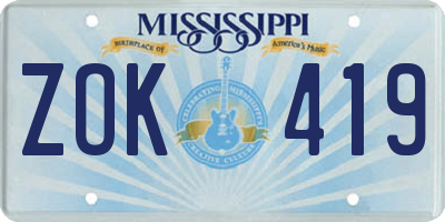 MS license plate ZOK419