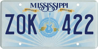 MS license plate ZOK422
