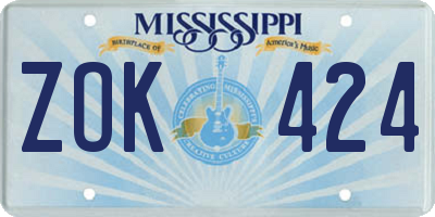MS license plate ZOK424